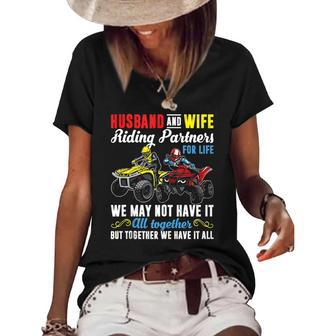 Husband & Wife Riding Partners For Life 4 Wheeler Quad Bike Women's Short Sleeve Loose T-shirt | Mazezy