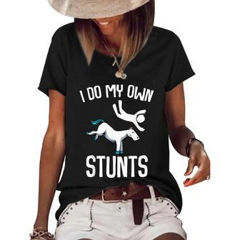 I Do My Own Stunts Get Well Funny Horse Riders Animal Women's Short Sleeve Loose T-shirt - Monsterry DE