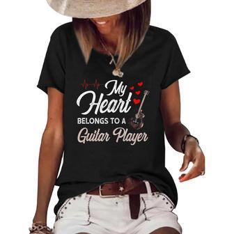 I Love My Guitar Player Husband Wife Gifts Valentines Women's Short Sleeve Loose T-shirt | Mazezy