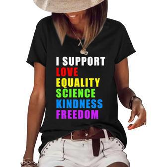 I Support Lgbtq Love Equality Gay Pride Rainbow Proud Ally Women's Short Sleeve Loose T-shirt | Mazezy