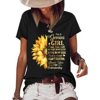 Im A Gemini Girl Sunflower Birthday Women's Short Sleeve Loose T-shirt - Seseable