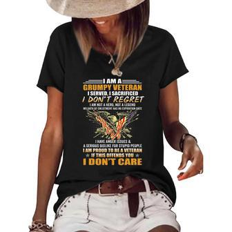 Im A Grumpy Veteran Fathers Day From Son Daughter Women's Short Sleeve Loose T-shirt | Mazezy