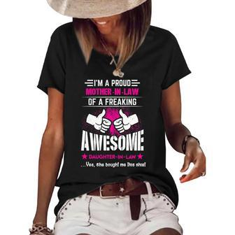 Im A Proud Mother In Law Of An Awesome Daughter In Law Gift Women's Short Sleeve Loose T-shirt | Mazezy