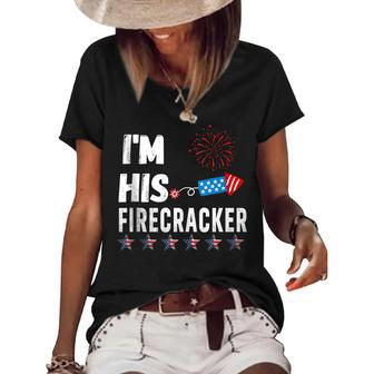 Im His Firecracker Cute 4Th Of July Matching Couple For Her Women's Short Sleeve Loose T-shirt - Seseable