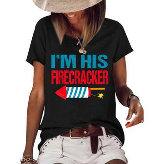 Im His Firecracker His And Hers 4Th Of July Matching Couple Women's Short Sleeve Loose T-shirt - Seseable