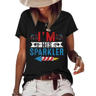 Im His Sparkler 4Th July His And Hers Matching Couples Women's Short Sleeve Loose T-shirt - Seseable