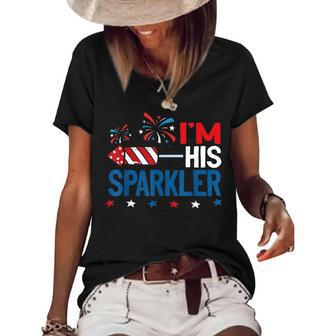 Im His Sparkler 4Th July Matching Couples For Her Women's Short Sleeve Loose T-shirt - Seseable