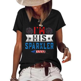 Im His Sparkler Cute 4Th Of July Matching Couple For Her Women's Short Sleeve Loose T-shirt - Seseable
