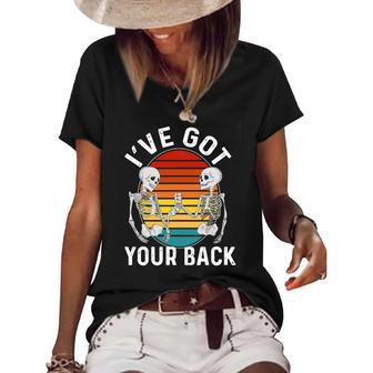 Ive Got Your Back Skeleton Vintage Skull Sarcastic Women's Short Sleeve Loose T-shirt | Mazezy