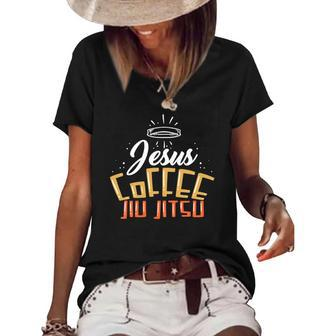 Jiu Jitsu Outfit For A Jesus And Coffee Lover Women's Short Sleeve Loose T-shirt | Mazezy