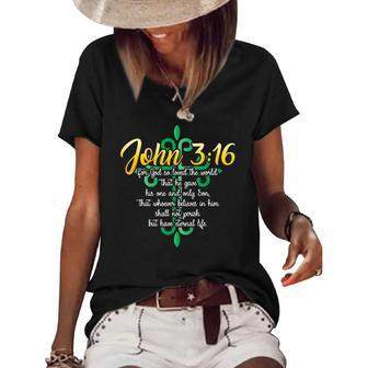 John 316 For God So Loved The World Christian Women's Short Sleeve Loose T-shirt | Mazezy