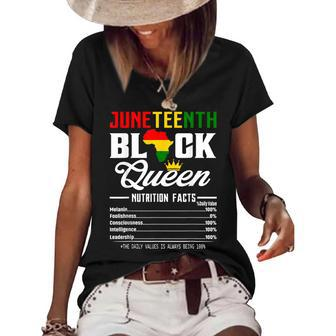 Junenth Womens Black Queen Nutritional Facts 4Th Of July Women's Short Sleeve Loose T-shirt | Mazezy UK