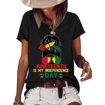 Juneteenth Is My Independence Day Black Girl 4Th Of July Women's Short Sleeve Loose T-shirt - Seseable