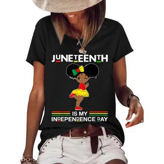 Juneteenth Is My Independence Day Black Girl Black Queen Women's Short Sleeve Loose T-shirt - Seseable
