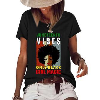 Juneteenth Vibes Only Black Girl Magic Tshirt Women's Short Sleeve Loose T-shirt - Monsterry UK