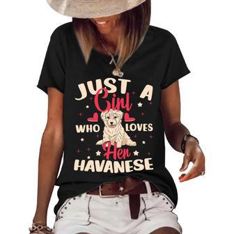 Just A Girl Who Loves Her Havanese Dog Women's Short Sleeve Loose T-shirt - Monsterry UK