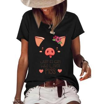 Just A Girl Who Loves Pigs - Pig Lover Gift Women's Short Sleeve Loose T-shirt | Mazezy