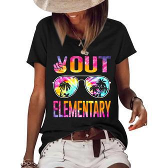 Last Day Of School Peace Out Elementary Teacher Kids Women Women's Short Sleeve Loose T-shirt | Mazezy