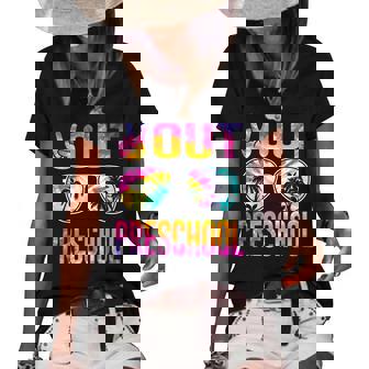 Last Day Of School Peace Out Preschool Teacher Kids Women Women's Short Sleeve Loose T-shirt | Mazezy