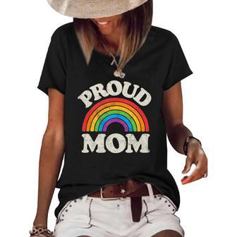 Lgbtq Proud Mom Gay Pride Lgbt Ally Rainbow Mothers Day Women's Short Sleeve Loose T-shirt | Mazezy