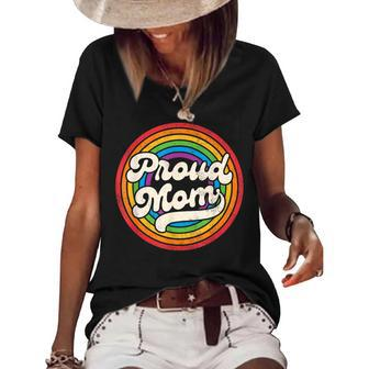 Lgbtq Proud Mom Gay Pride Lgbt Ally Rainbow Mothers Day Women's Short Sleeve Loose T-shirt - Seseable