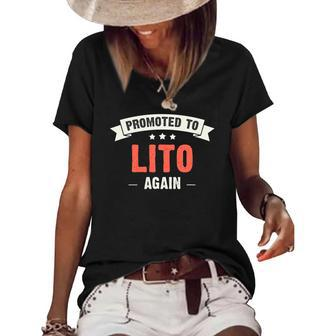 Lito New Grandma Promoted To Lito Again Women's Short Sleeve Loose T-shirt | Mazezy