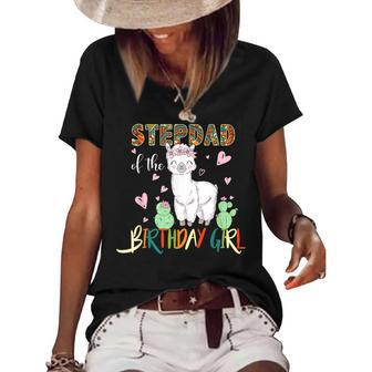 Llama Birthday Stepdad Of The Birthday Girl Outfits Women's Short Sleeve Loose T-shirt - Seseable