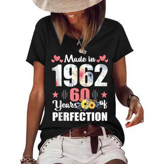 Made 1962 Floral 60 Years Old Family 60Th Birthday 60 Years Women's Short Sleeve Loose T-shirt - Seseable