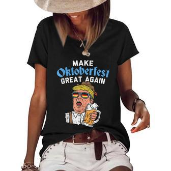 Make Oktoberfest Great Again Funny Trump Drink Beer Mug Women's Short Sleeve Loose T-shirt - Monsterry AU