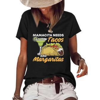 Mamacita Needs Tacos And Margaritas Funny Cinco De Mayo Food Women's Short Sleeve Loose T-shirt | Mazezy