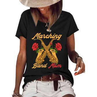 Marching Band Mom Saxophonist Jazz Music Saxophone Women's Short Sleeve Loose T-shirt | Mazezy