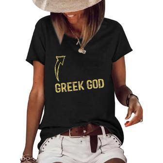 Mens Greek God Halloween Costume Funny Adult Humor Women's Short Sleeve Loose T-shirt | Mazezy