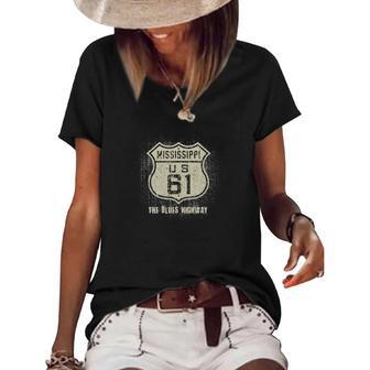 Mississippi Us 61 The Blues Highway Vintage Women's Short Sleeve Loose T-shirt | Mazezy