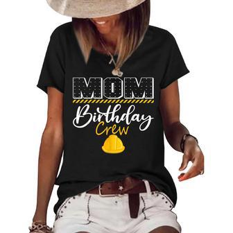 Mom Birthday Crew Construction Hat Birthday Party Family Women's Short Sleeve Loose T-shirt - Seseable
