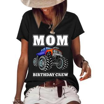 Mom Birthday Crew Monster Truck Theme Party Women's Short Sleeve Loose T-shirt - Seseable