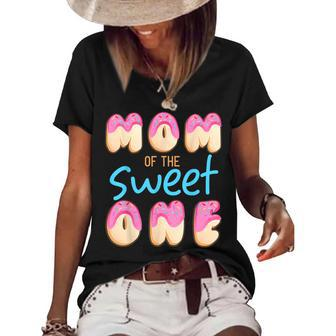 Mom Of Sweet One First Birthday Party Matching Family Donut Women's Short Sleeve Loose T-shirt - Seseable