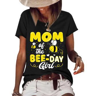 Mom Of The Bee Day Girl Hive Party Matching Birthday Sweet Women's Short Sleeve Loose T-shirt - Seseable