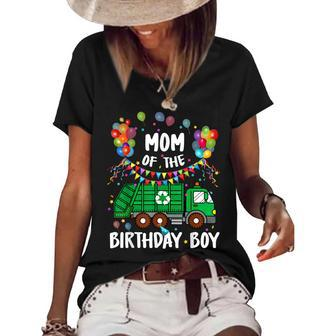 Mom Of The Birthday Boy Garbage Truck Women's Short Sleeve Loose T-shirt - Seseable