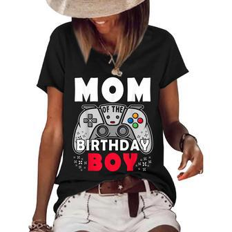 Mom Of The Birthday Boy Time To Level Up Video Game Birthday Women's Short Sleeve Loose T-shirt - Seseable