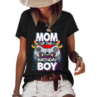 Mom Of The Birthday Boy Video Game Birthday Party Gamer Women's Short Sleeve Loose T-shirt - Seseable