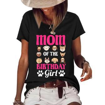 Mom Of The Birthday Girl Dog Paw Bday Party Celebration Women's Short Sleeve Loose T-shirt - Seseable