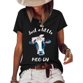 Moody Cow Lovers Farm Clothes Cowgirl Women's Short Sleeve Loose T-shirt | Favorety AU