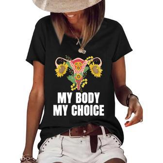 My Body My Choice Us Flag Feminist Womens Rights Women's Short Sleeve Loose T-shirt | Mazezy