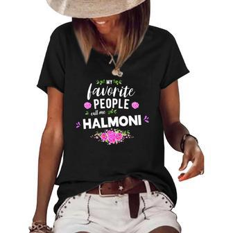 My Favorite People Call Me Halmoni South Korean Grandma Women's Short Sleeve Loose T-shirt | Mazezy