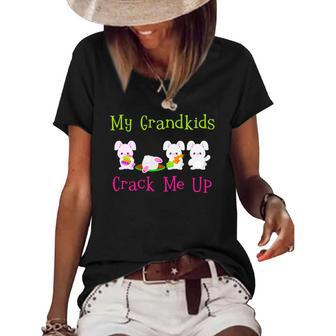 My Grandkids Crack Me Up Easter Bunny For Grandma Grandpa Women's Short Sleeve Loose T-shirt | Mazezy