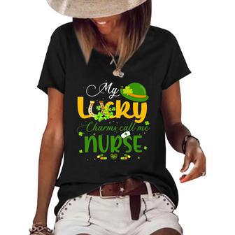 My Lucky Charms Call Me Nurse Happy Patricks Day Lucky Mama Women's Short Sleeve Loose T-shirt | Mazezy