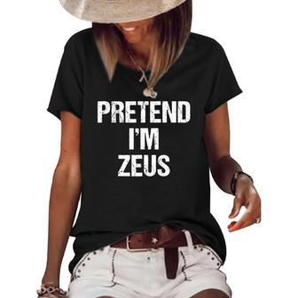 Pretend Im Zeus Costume Greek God Halloween Party Women's Short Sleeve Loose T-shirt | Mazezy