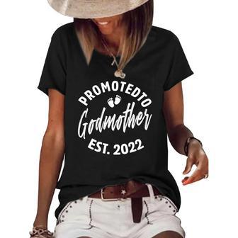 Promoted To Godmother 2022 Pregnancy Best Godmother Women's Short Sleeve Loose T-shirt | Mazezy