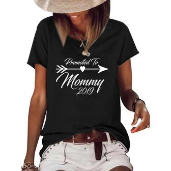 Promoted To Mommy 2022 Heart Arrow Women's Short Sleeve Loose T-shirt | Mazezy