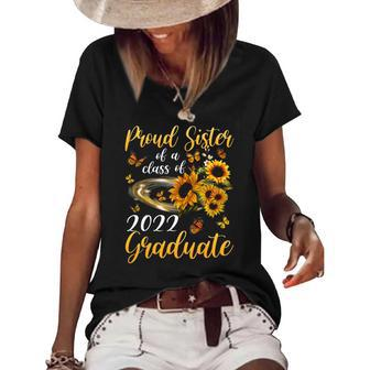 Proud Sister Of A Class Of 2022 Graduate Senior 22 Sunflowers Women's Short Sleeve Loose T-shirt | Mazezy